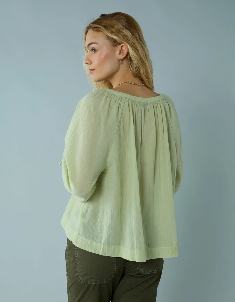 امريكان ايجل بلوزة بأكمام مربوطة وأزرار